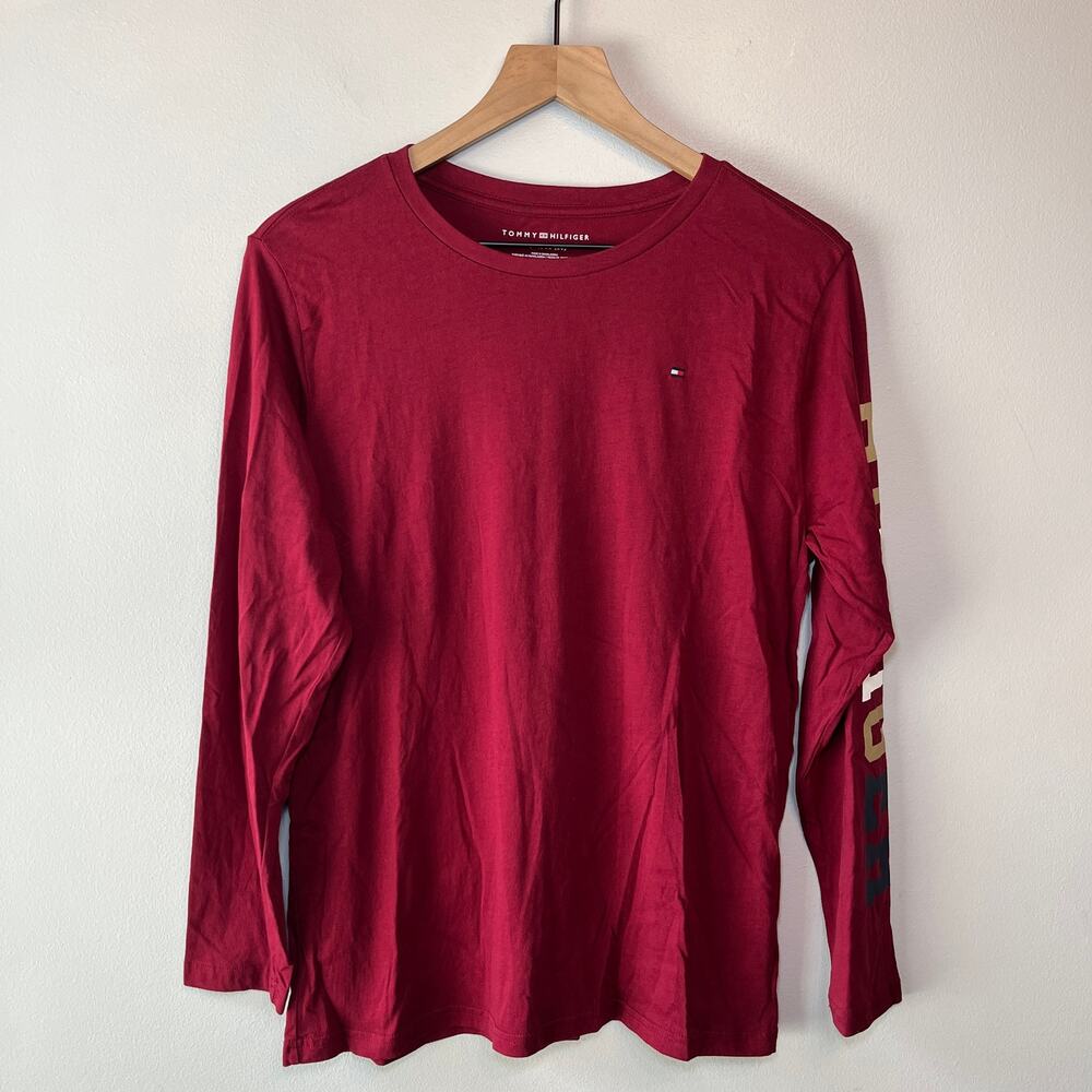 Tommy Hilfiger Youth Boys Long Sleeve T-Shirt Casual Tee Red Size X-Large (20)